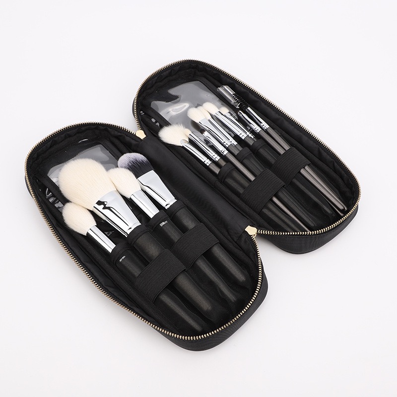 Black Zip Case Travel Brush Set (10 pcs)