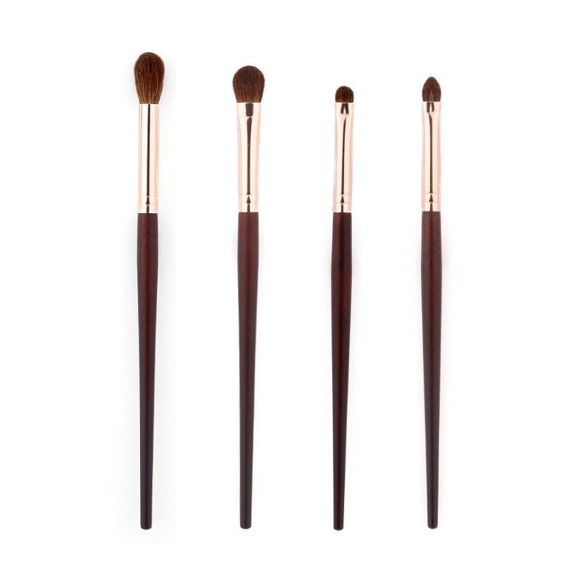 4-Piece Rose Gold Eye Brush Set (Wood Handle)