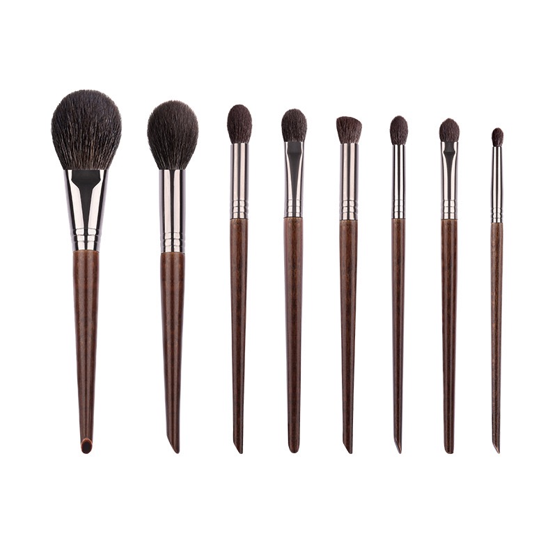 8-Piece Dark Wood Handle Brush Set