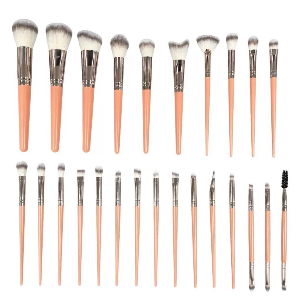 Peach Handle Full Makeup Brush Set (30+ pcs)