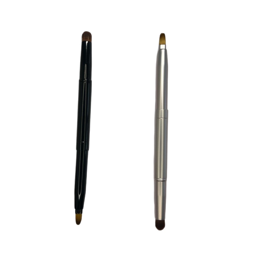 Dual-Ended Lip & Detail Brush Pair (Black & Silver)