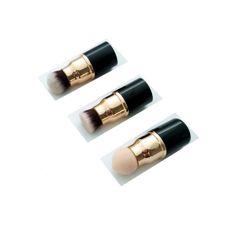 3-Piece Mini Kabuki & Sponge Applicator Set (Gold)