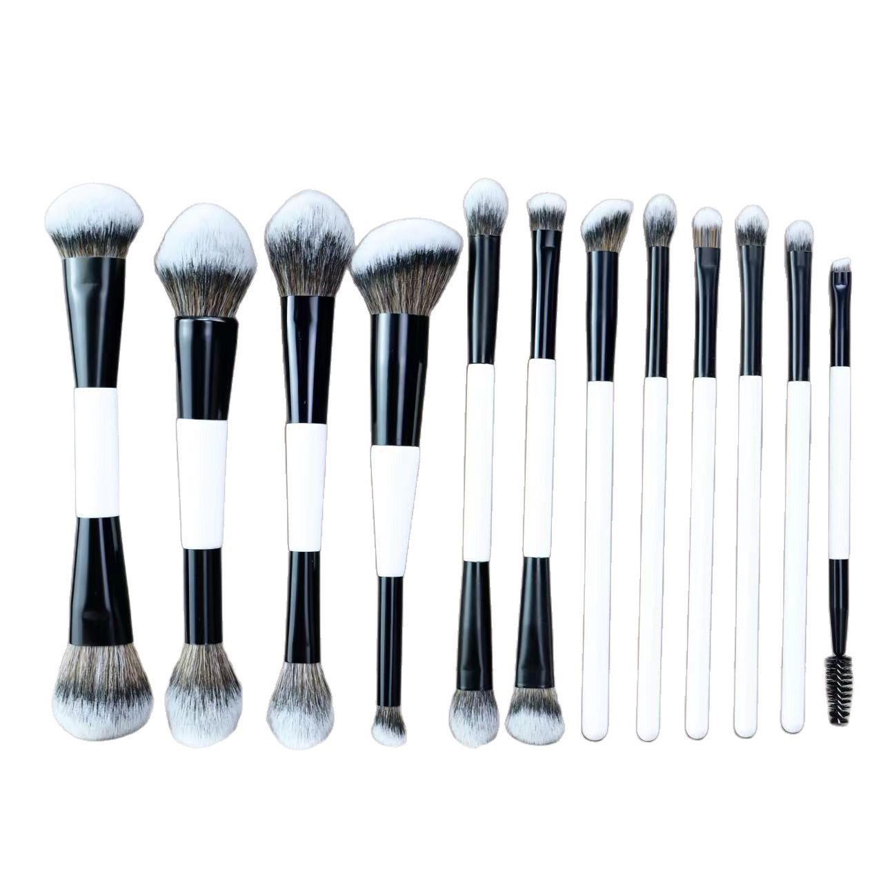 Black & White Dual-Ended Full Brush Set (14 pcs)