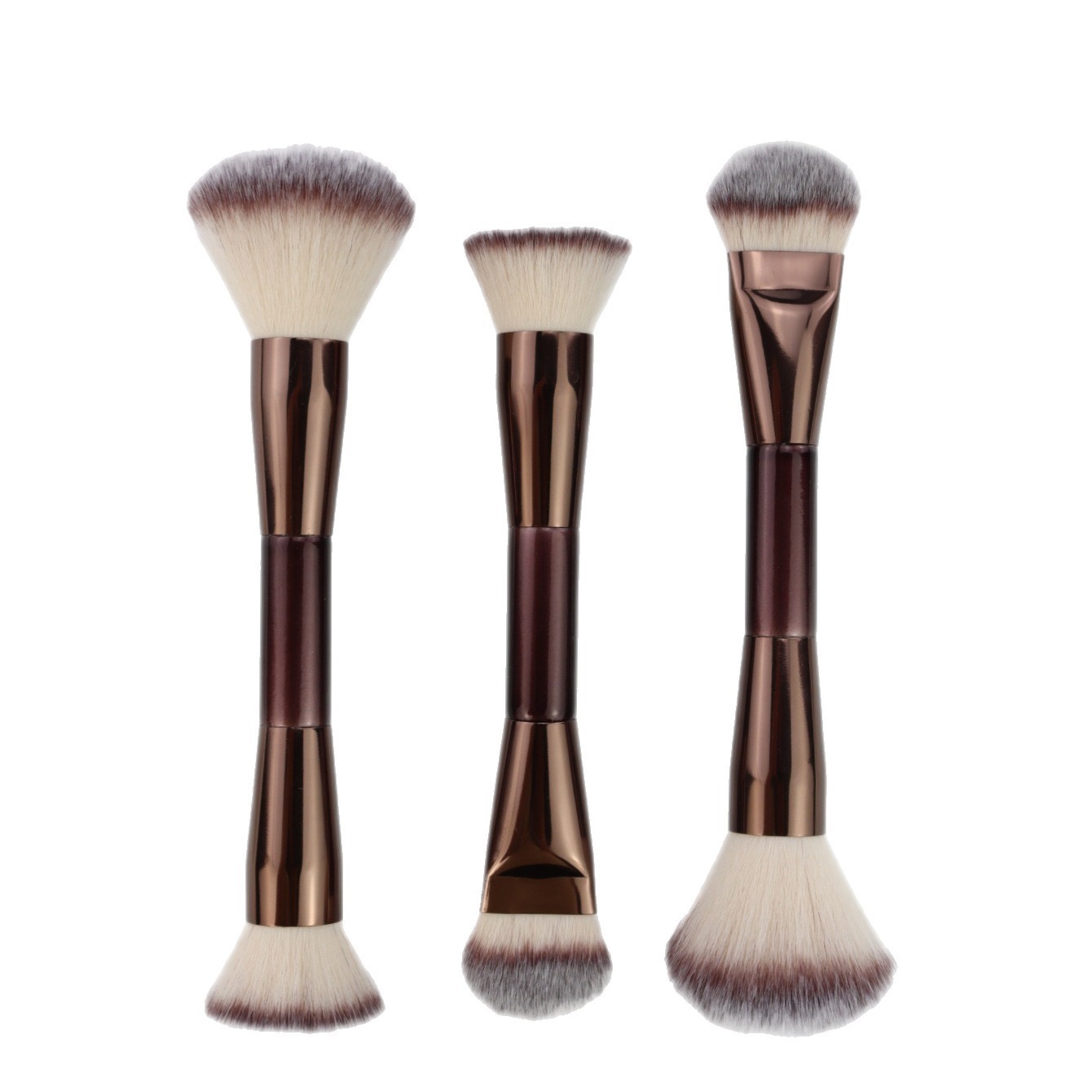 3-Piece Dual-Ended Bronze Handle Brush Set