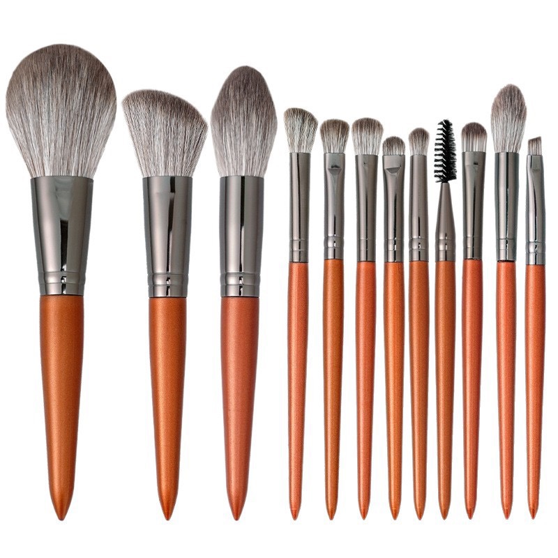 Copper Handle Makeup Brush Set (14 pcs)