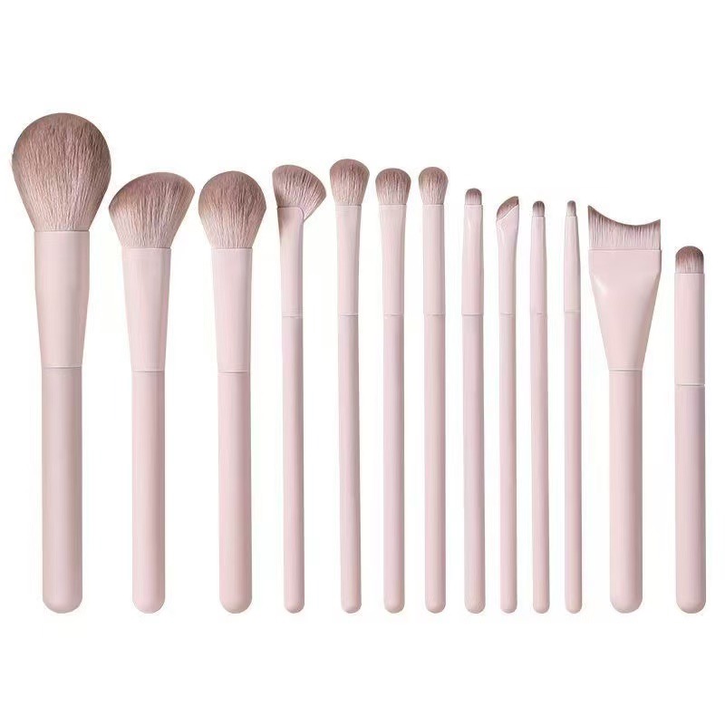 Pink Handle Full Makeup Brush Set (15 pcs)