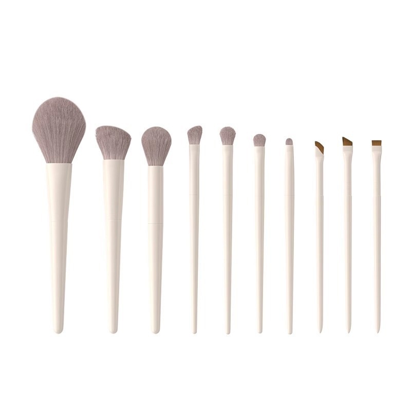 White Handle Full Makeup Brush Set (10 pcs)