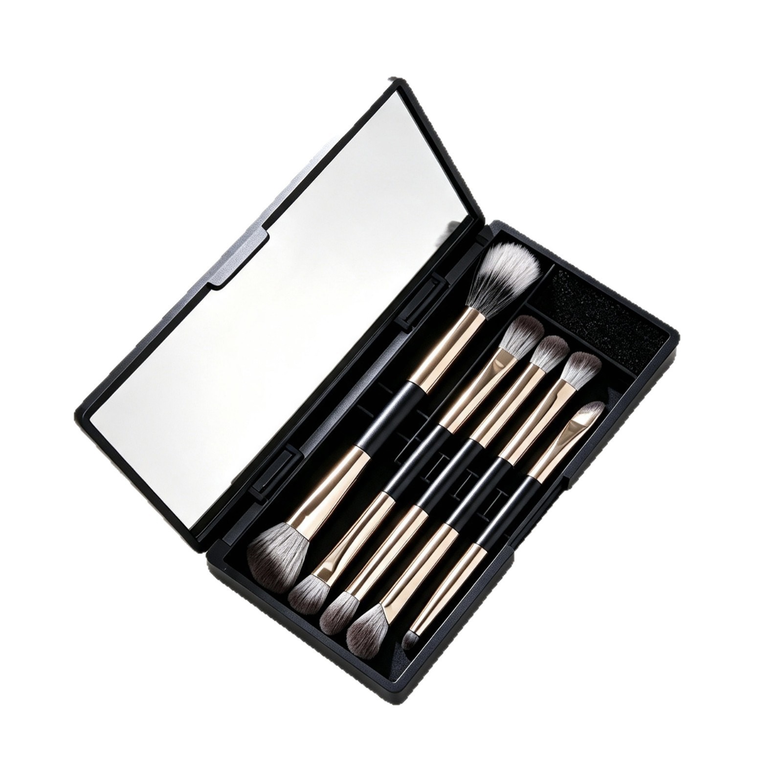Dual-Ended Brush Set in Black Mirror Case (5 pcs)