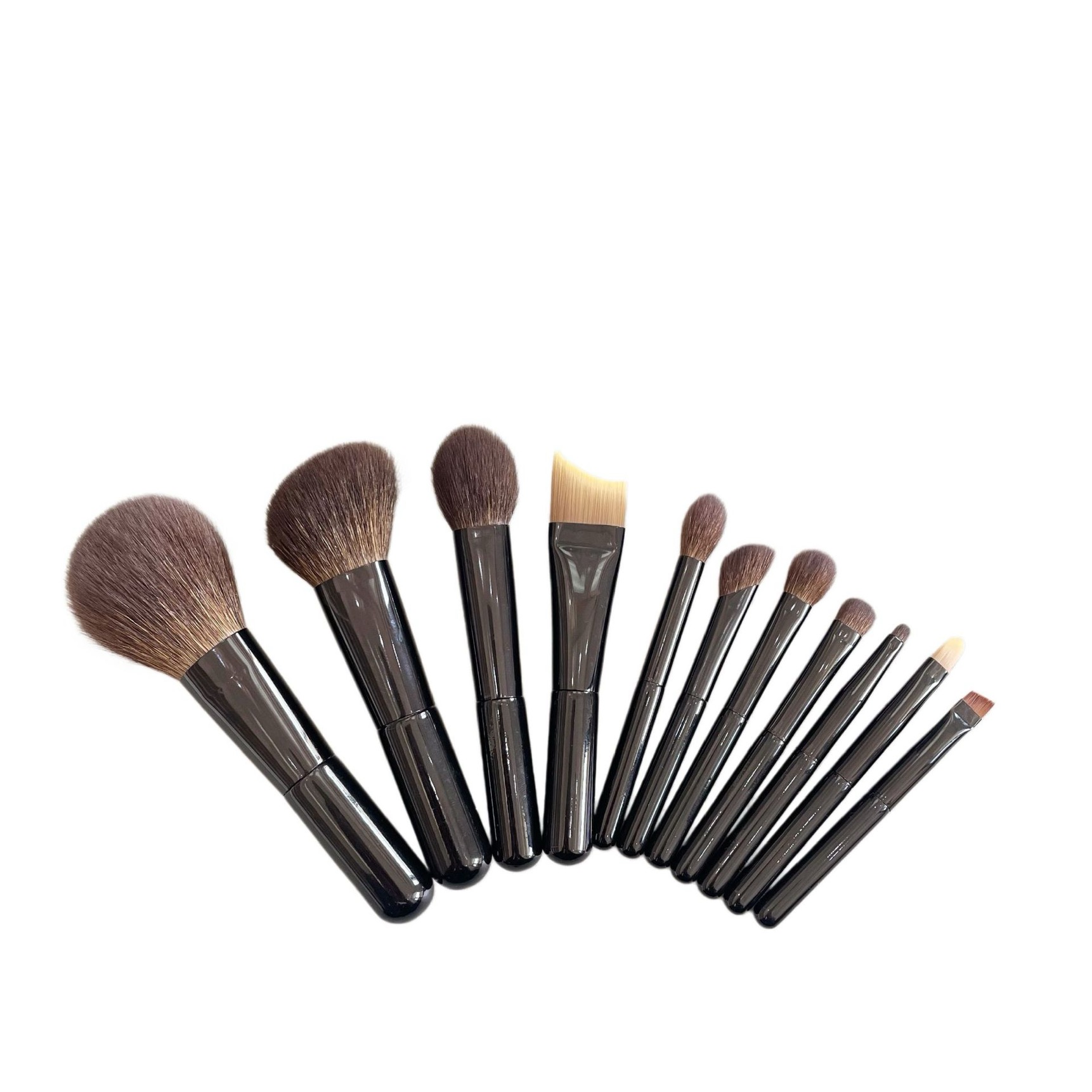 Glossy Black Makeup Brush Set (12 pcs)