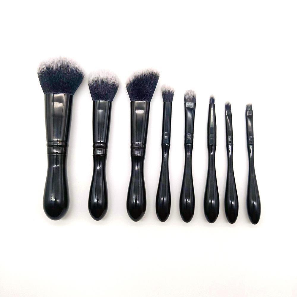 8-Piece Glossy Black Makeup Brush Set