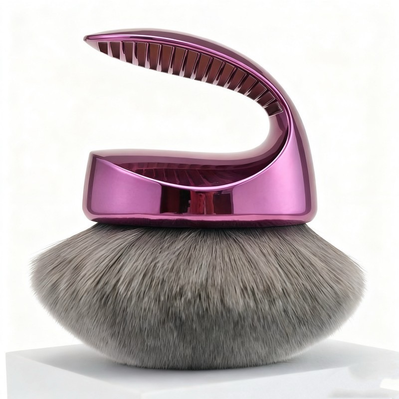 Ergonomic Purple Kabuki Powder Brush