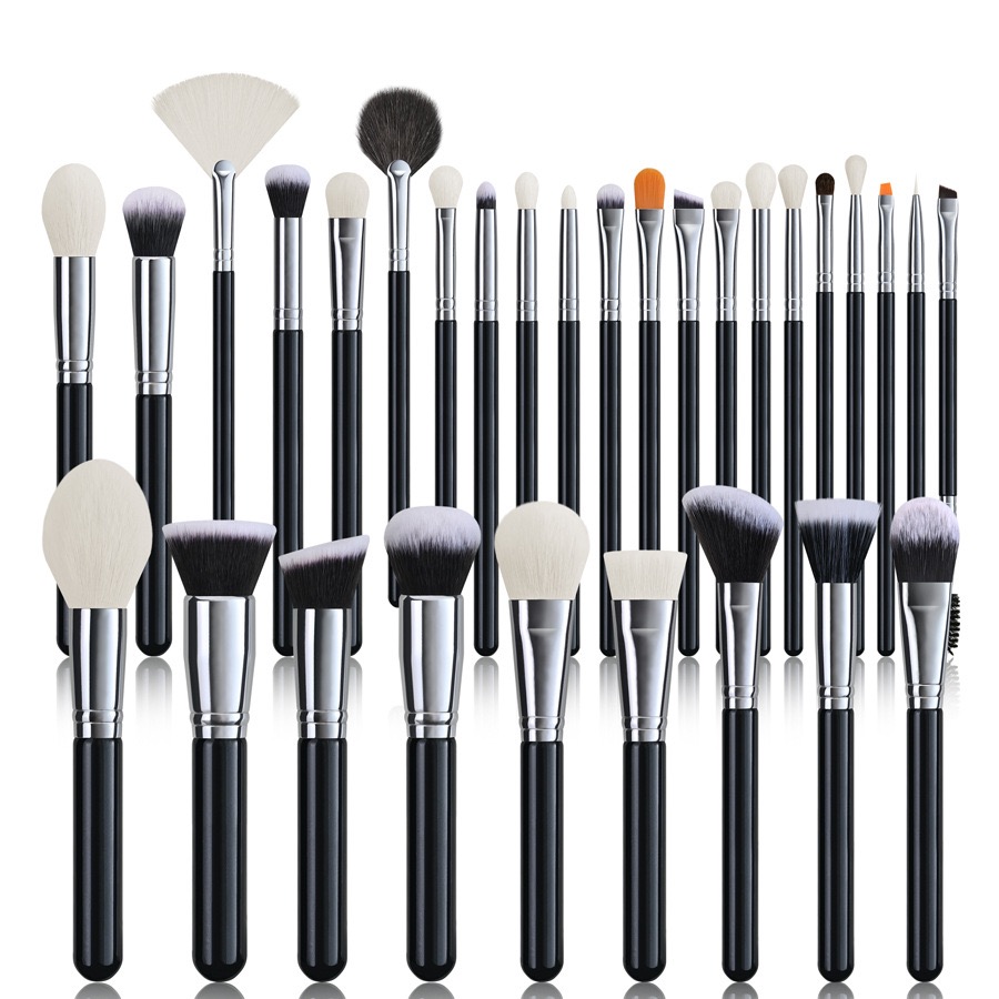 Professional Black Handle Full Makeup Brush Set (30+ pcs)