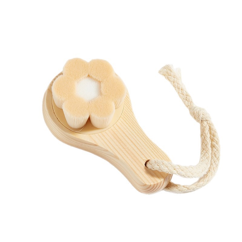 Flower Facial Cleansing Brush with Wooden Handle