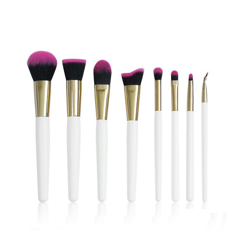 8-Piece White & Magenta Makeup Brush Set