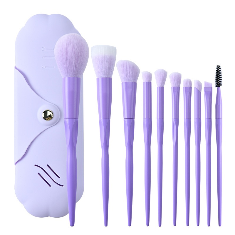 12-Piece Purple Makeup Brush Set with Case