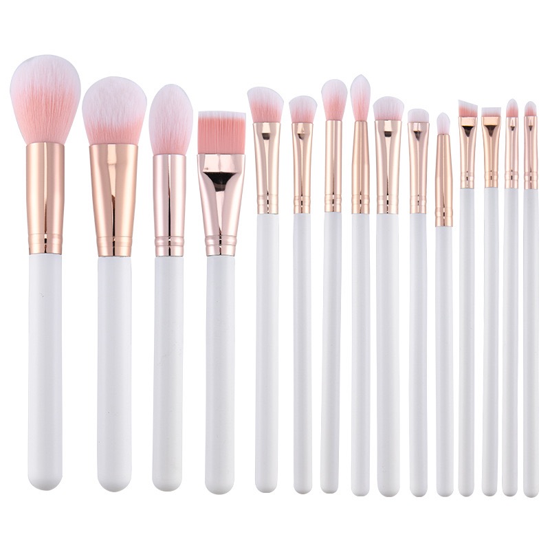 16-Piece White Rose Gold Makeup Brush Set