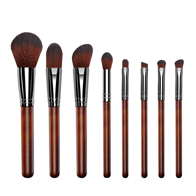 8-Piece Wooden Handle Makeup Brush Set