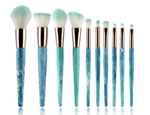 10 piece Chinese Blue and White Handle makeup brush set