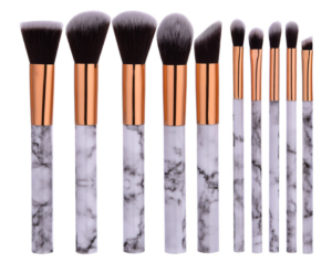 10 piece marble pattern makeup brush set