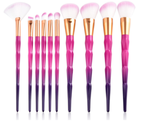 K23010 10pcs diamond rhinestone makeup brush set