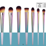 10 piece long iridescent ferrule short handle makeup brush set