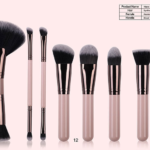 16 piece gunmetal ferrule light pink handle makeup brush set