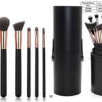 6 piece compact makeup brush set with a travel case