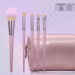 6 piece fish scale pattern makeup brush set with a travel case