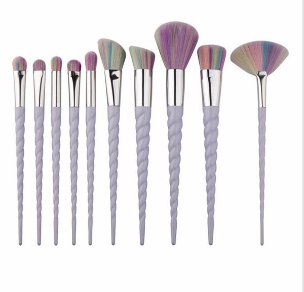 K10082 10 piece pearlescent spiral handle makeup brush set