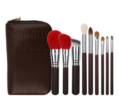 K30048 9 piece makeup brush set in a cosmetic bag