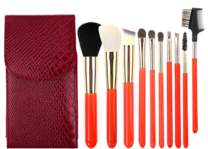 K30050 10 piece makeup brush set in a portable case