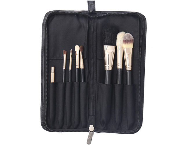 K30051 8 piece makeup brush set in a portable bag