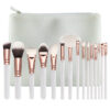 15-PCS White Brush Set with a Zipper Bag