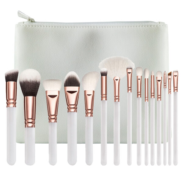 15-PCS White Brush Set with a Zipper Bag