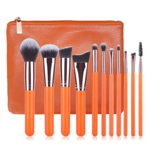 11-PCS Orange Brush Set with a Zipper Bag