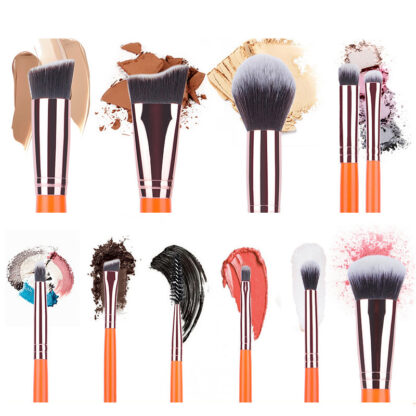 11-PCS orange brush set with a zipper bag