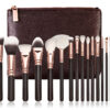 15-PCS Black Rose Gold Brush Set with a Zipper Bag