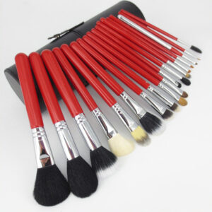 18 pcs red makeup brush set with a cylinder case