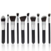 10 pc black silver brush set