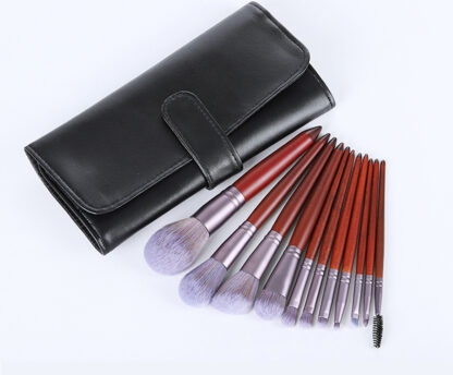 11 pc heavy wood makeup brush set with a case