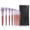 11 pc heavy wood makeup brush set with a case