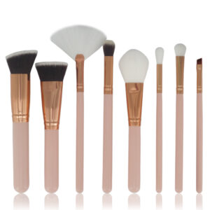 8 pc rose gold makeup brush set