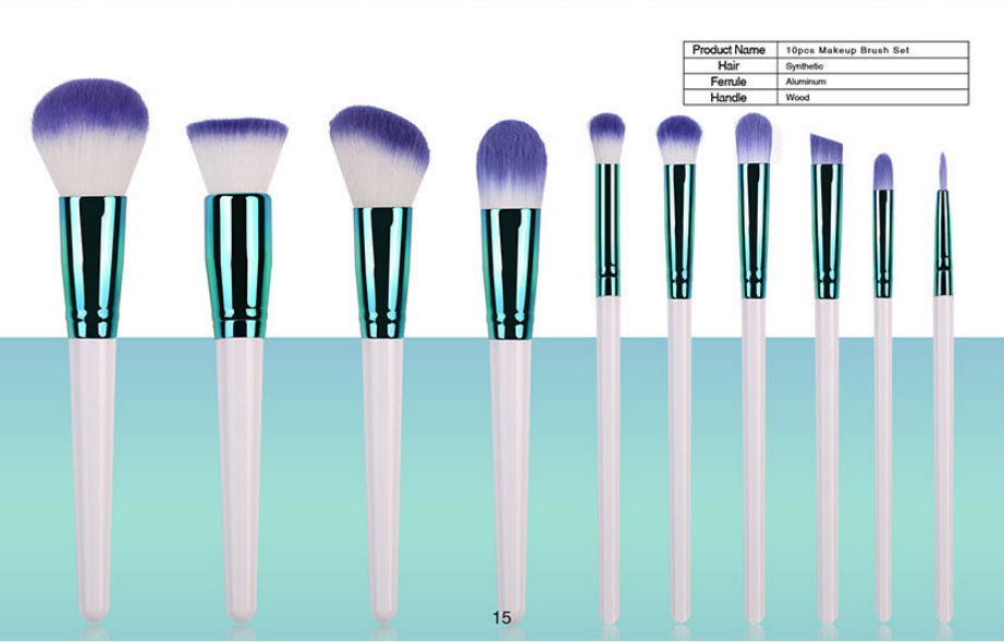 10 piece emerald makeup brush set