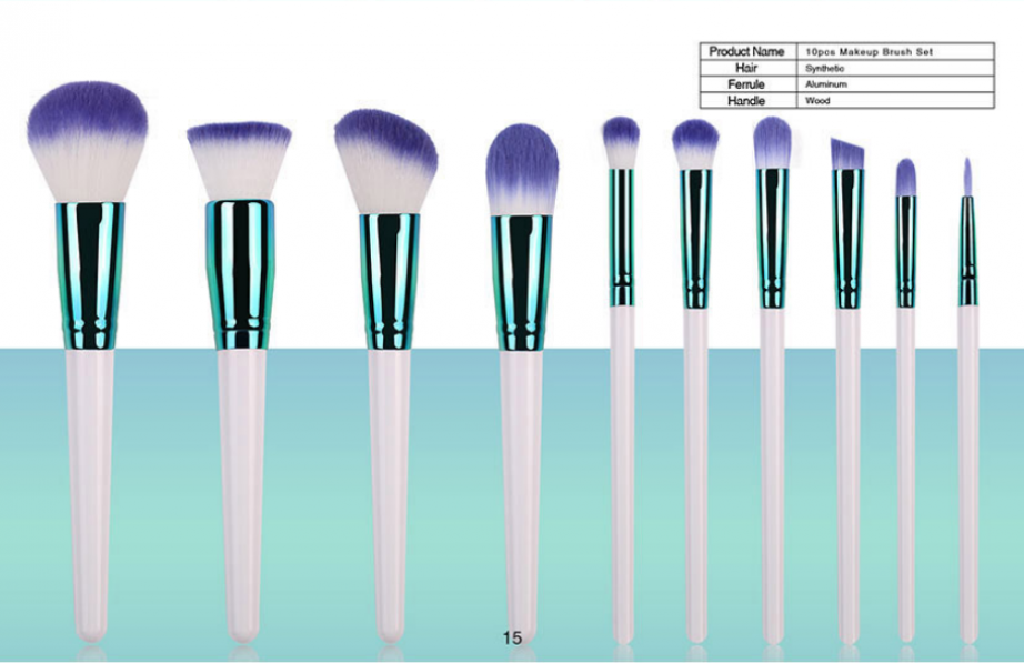 10 piece emerald makeup brush set