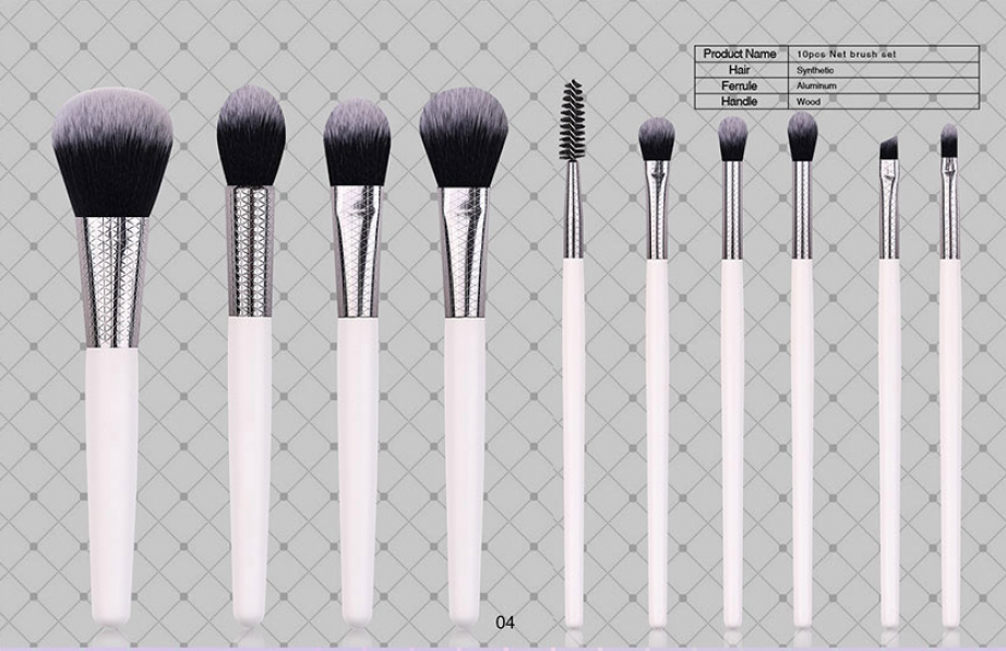 10 piece net pattern makeup brush set