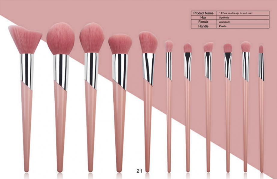 11 piece bevelling ferrule design makeup brush set