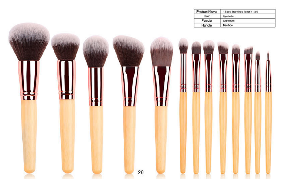 13 piece bamboo handle makeup brush set