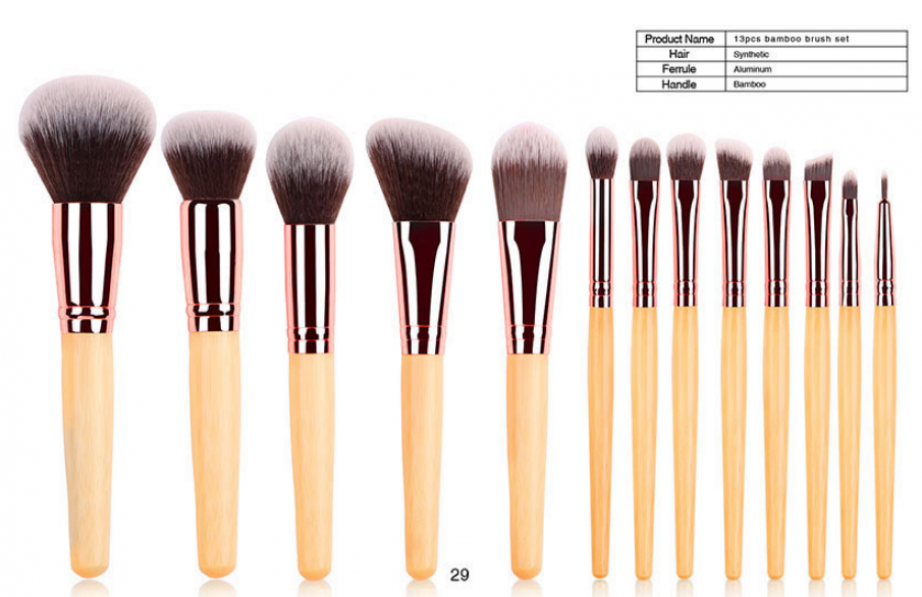 13 piece bamboo handle makeup brush set