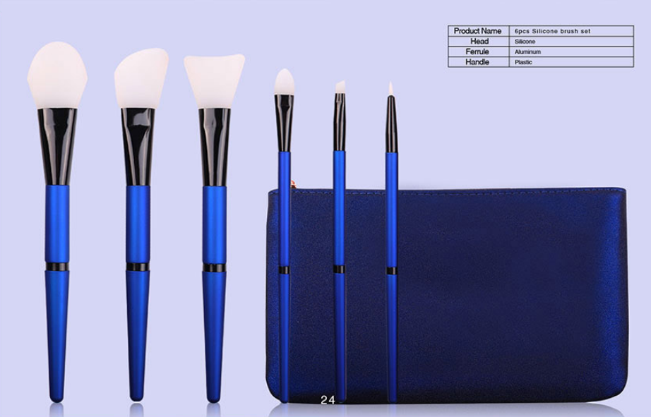 6 piece silicone makeup brush set