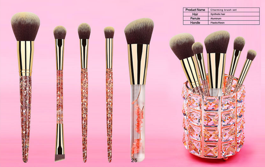 crystal handle fashion makeup brush set